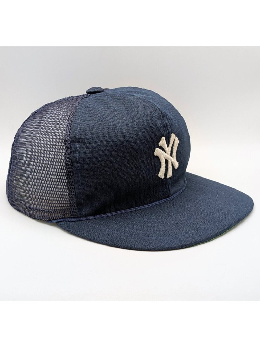 New York Yankees Trucker Hat Navy Blue Snapback Cap Rope Soft Mesh Twins Vintage